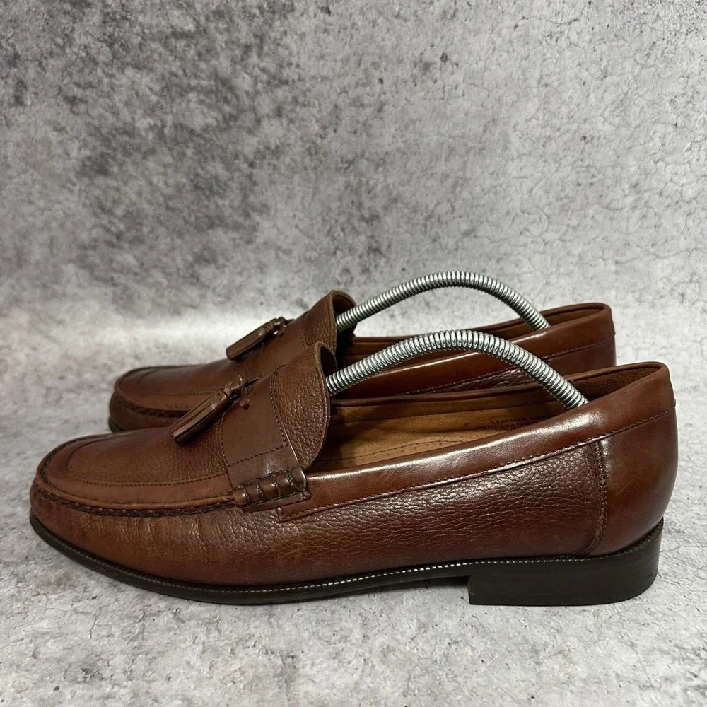 Florsheim Heyworth Tassel Loafers Mens 12 Brown Pebbled Leather Dress Shoes